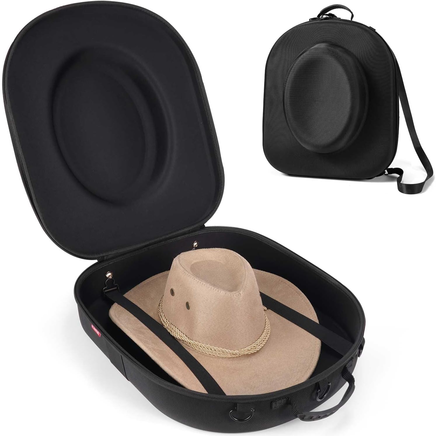 AUCT 20446 - $70 Livelab Hat Box for Travel - Crush Proof Cowboy Hat Holder Storage, Hard Travel Hat Ca