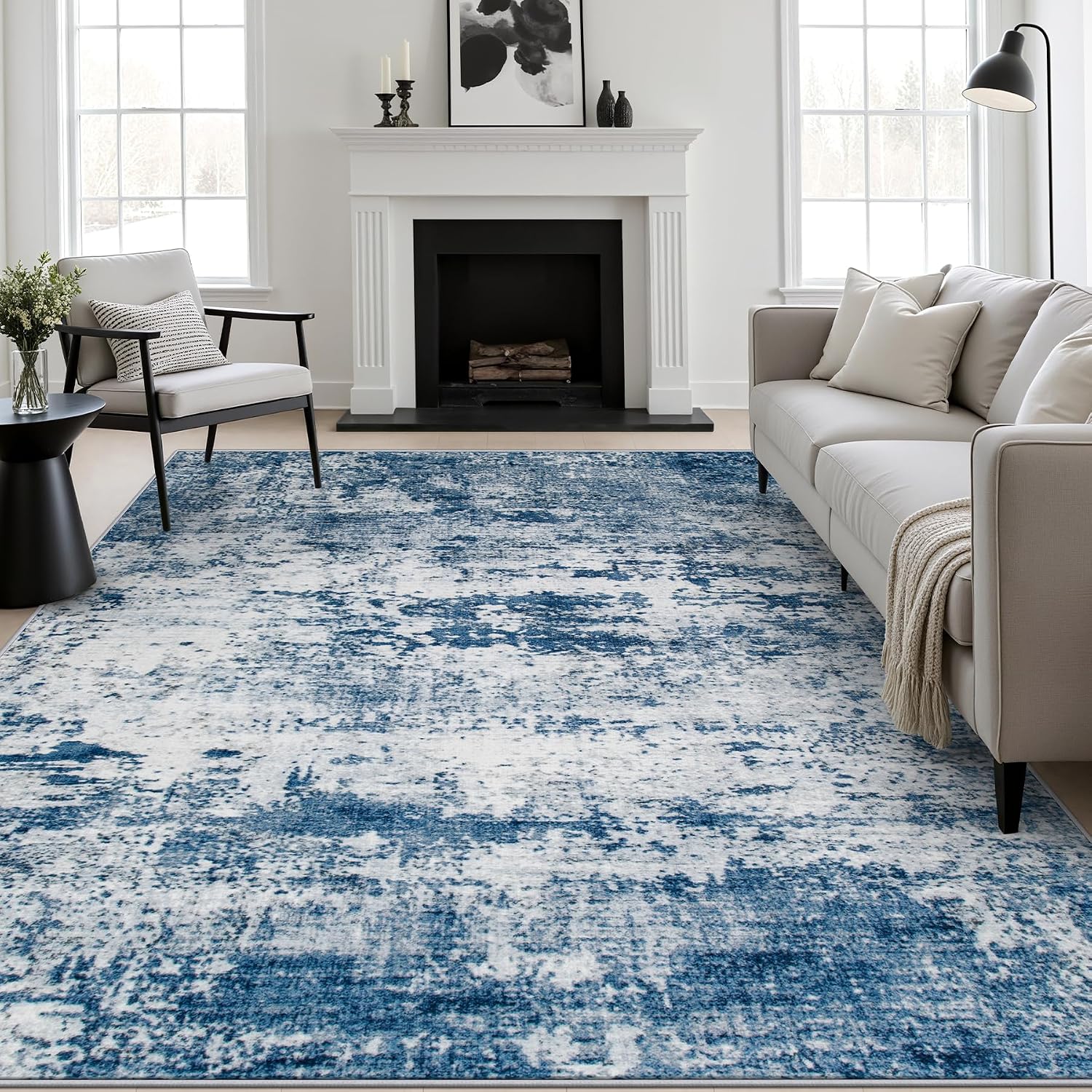 AUCT 20882 - $117 10x12 Area Rug Living Room: Modern Washable Indoor Soft Carpet Blue