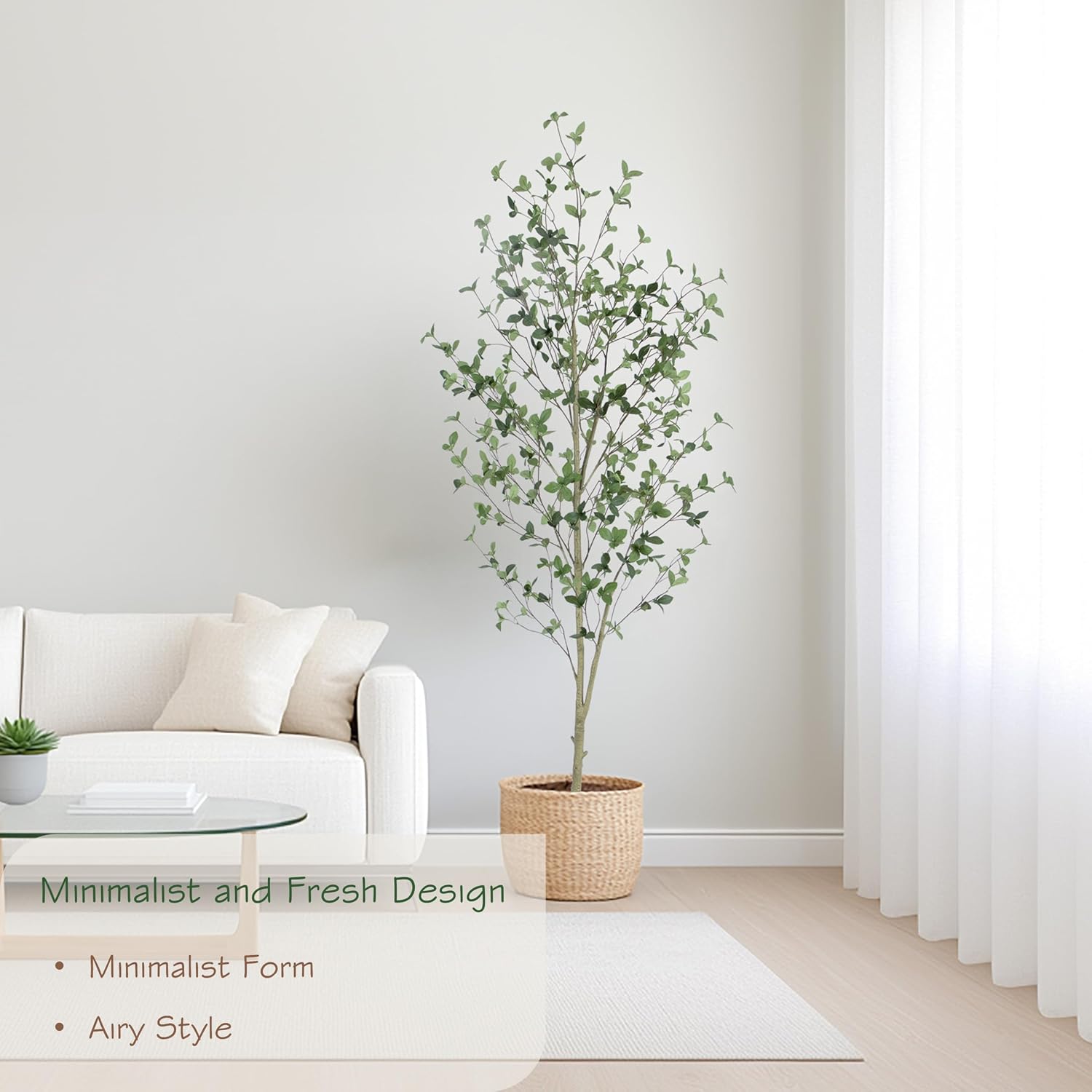 AUCT 20999 - $72 Bellacat 6ft Artificial Quince Leaf Tree with Realistic Trunks, 72in Faux Quince Leaf - Image 3