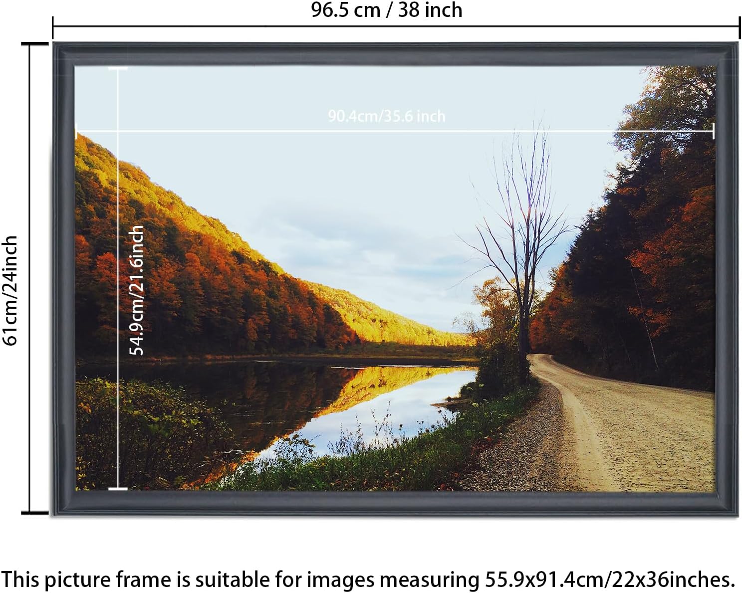 AUCT 20873 - 22x36 inch Picture Frame Solid Wood Black,Suitable for Panoramic Photo Frame, Posters,Pain - Image 2