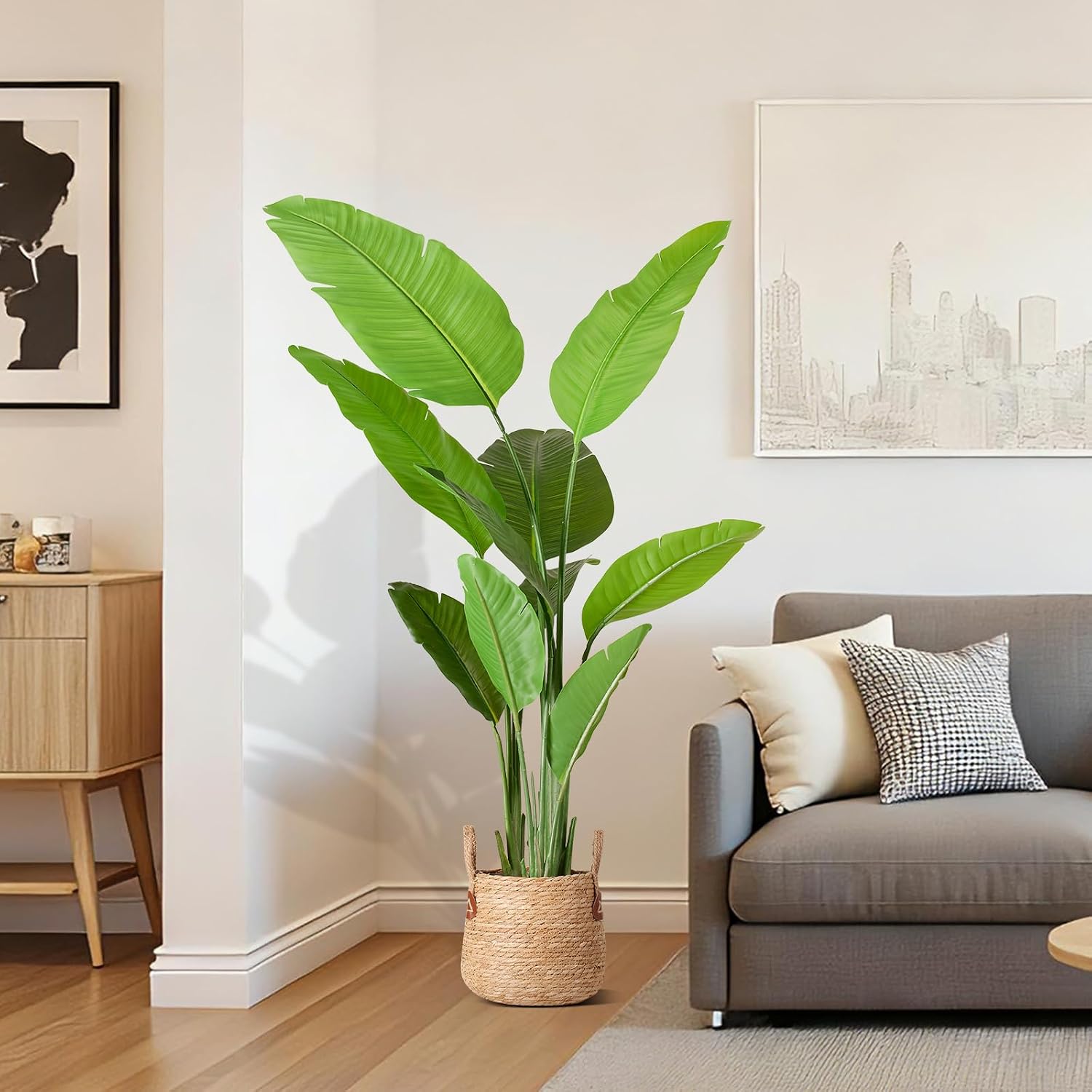 AUCT 22525 - $64 Bird of Paradise Plant Artificial 5.3Ft Tall Fake Tropical Palm Tree with Plastic Pot - Image 3