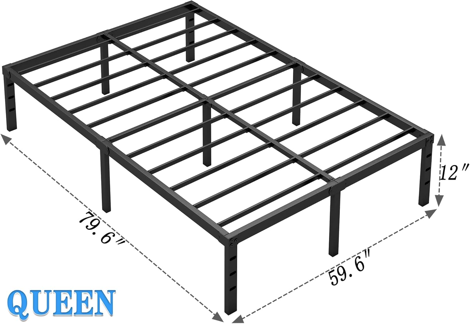 AUCT 20898 - $61 NEW JETO Metal Bed Frame,Queen Size Bed Frame with Storage Space,12 Inch - Image 3