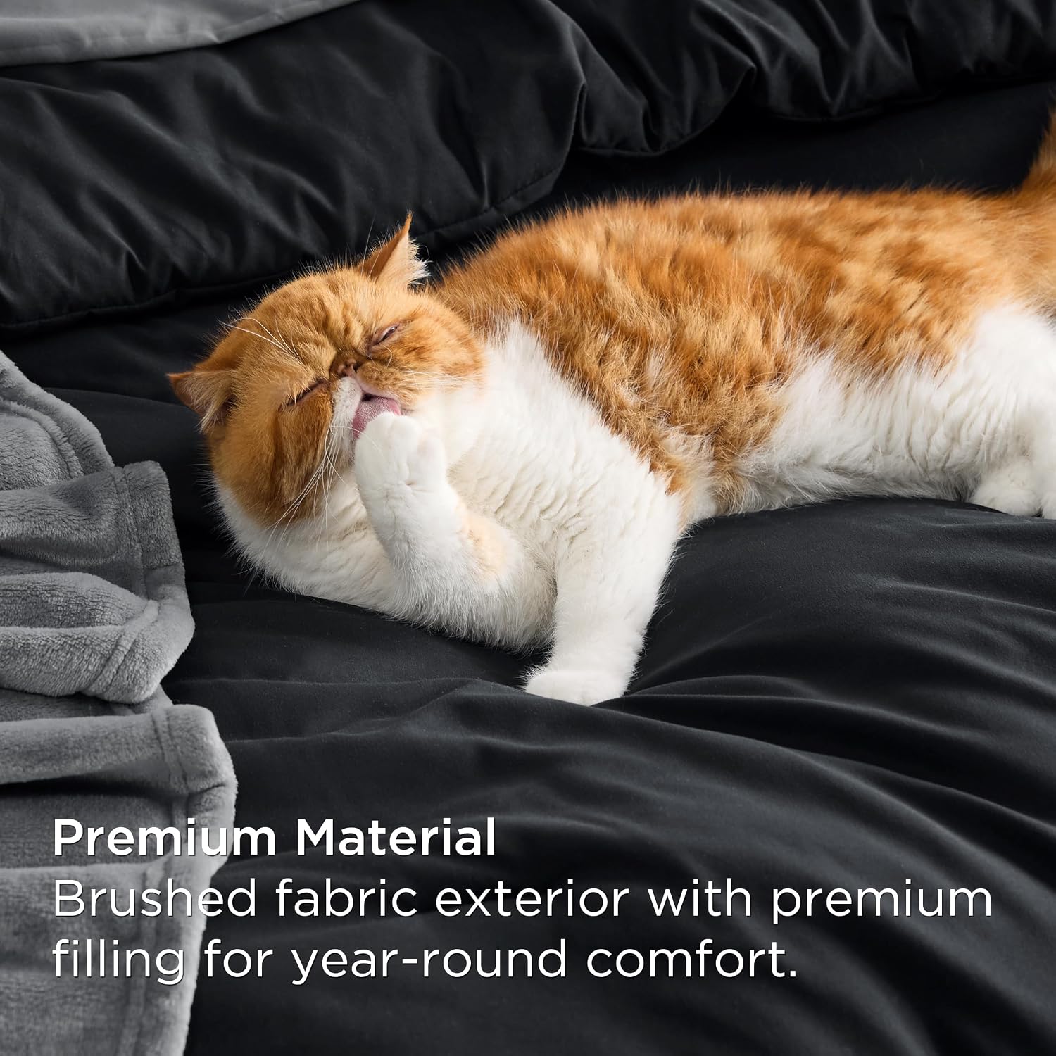 AUCT 21013 - Bedsure Queen Comforter Set Black, 8 Pieces Prewashed Queen Size Bed in a Bag with Soft Fl - Image 3