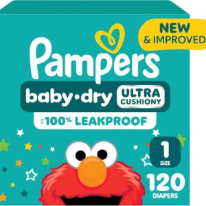 AUCT 21157 - Pampers Baby Dry Ultra Cushiony Diapers, Size 1 (8-14 lbs), 120 Count, Up to 100% Leakproo