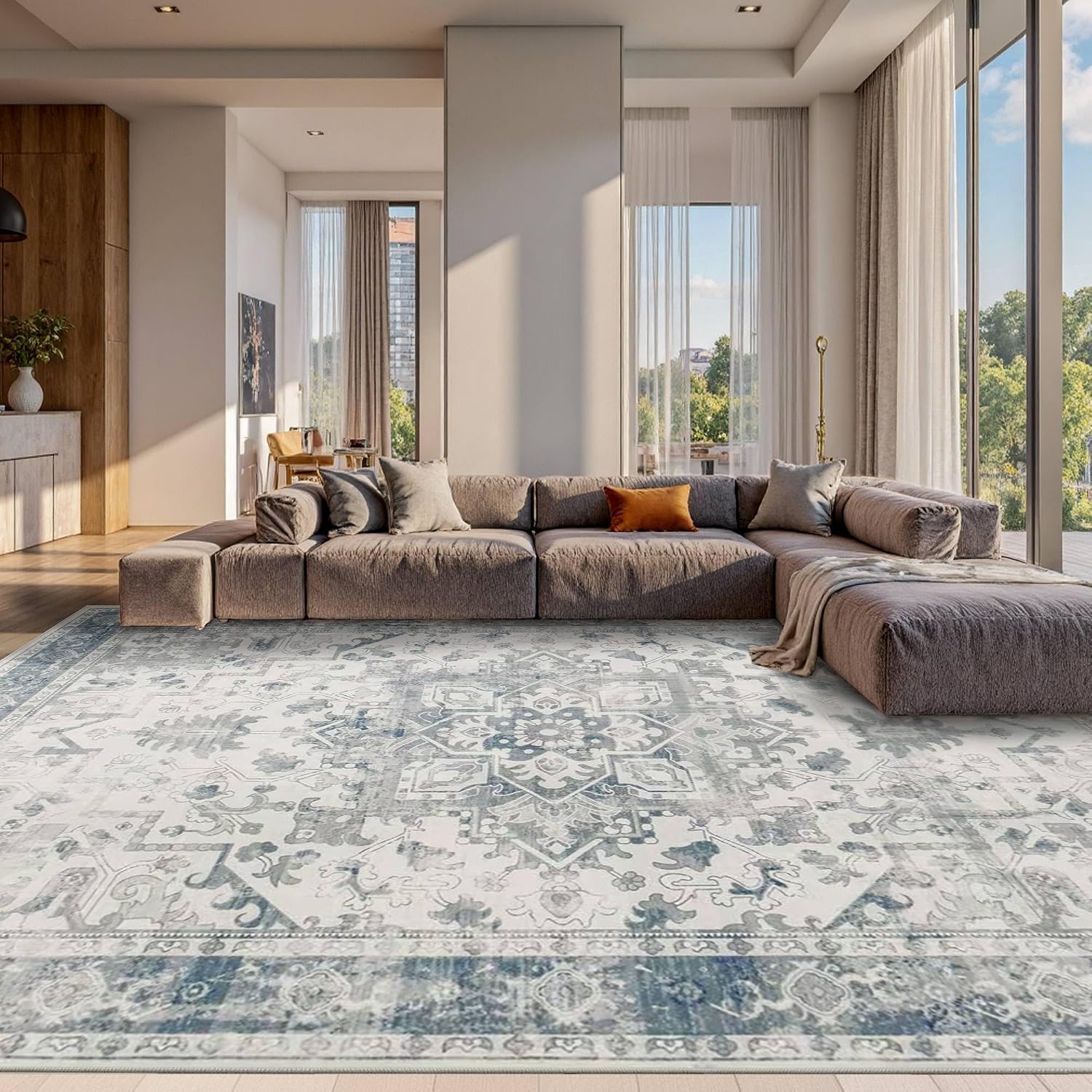 AUCT 21577 - $190 Rugxara 10x14 Washable Area Rug for Living Room, Extra Large,Vintage Boho - Image 3