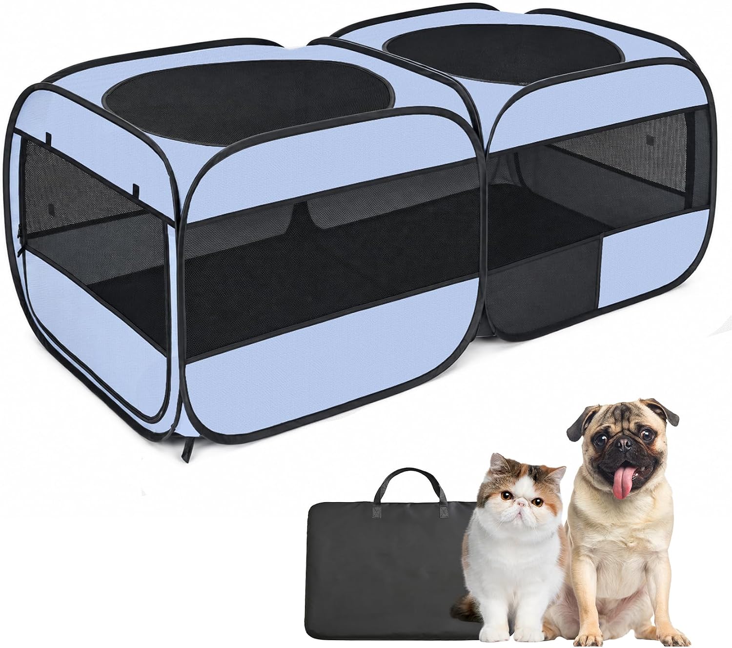AUCT 20750 - $90 2-in-1 Dog Playpen, 58'Pop Up Cat Puppy Pet Playpen Indoor/Outdoor Cats Enclosed, Cat