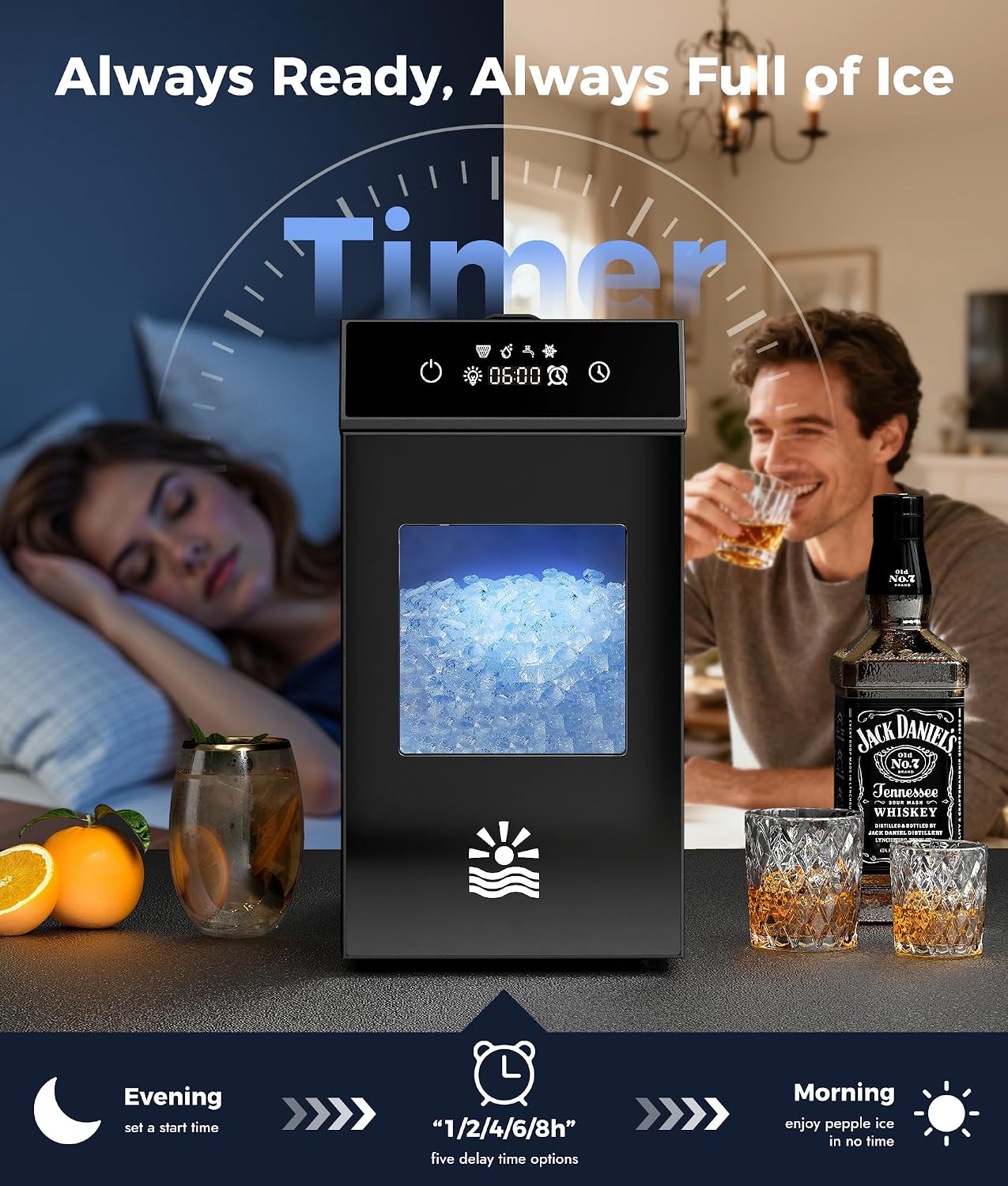 AUCT 22509 - $200 Nugget Ice Maker Countertop, Smart Pebble Ice maker with LCD Panel, 4min Making, 26lb - Image 4