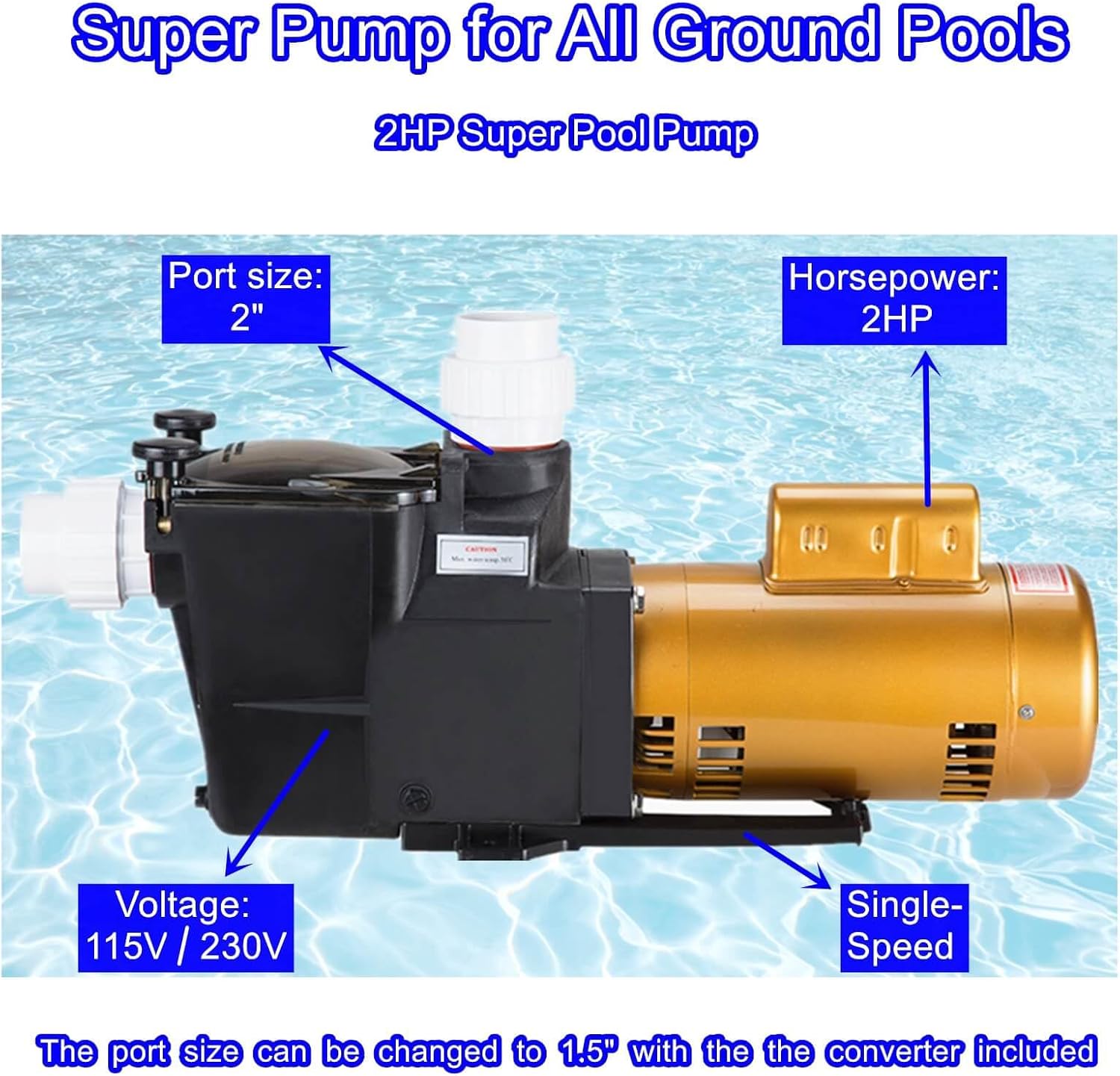 AUCT 22500 - $494 Pool Pump for Hayward W3SP2615X20 SP2615X20 2 HP 115/230V Single Speed Super Pump Poo - Image 3