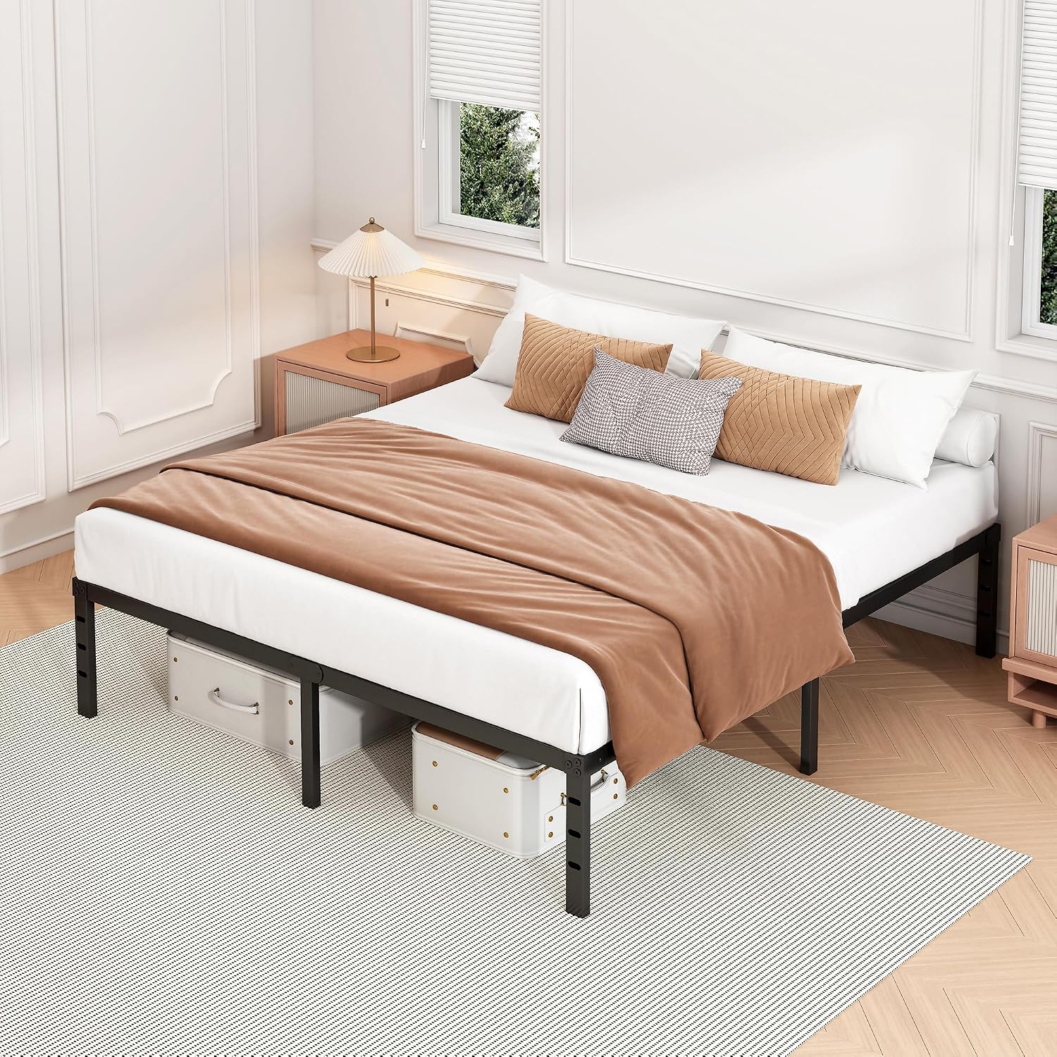 AUCT 21783 - Hafenpo 14 Inch Full Bed Frame, Under Bed Storage, Black - Image 2
