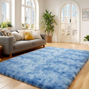 AUCT 20427 - $68 Andency 9x12 Area Rugs, Tie-Dyed Blue Rugs for Living Room Bedroom