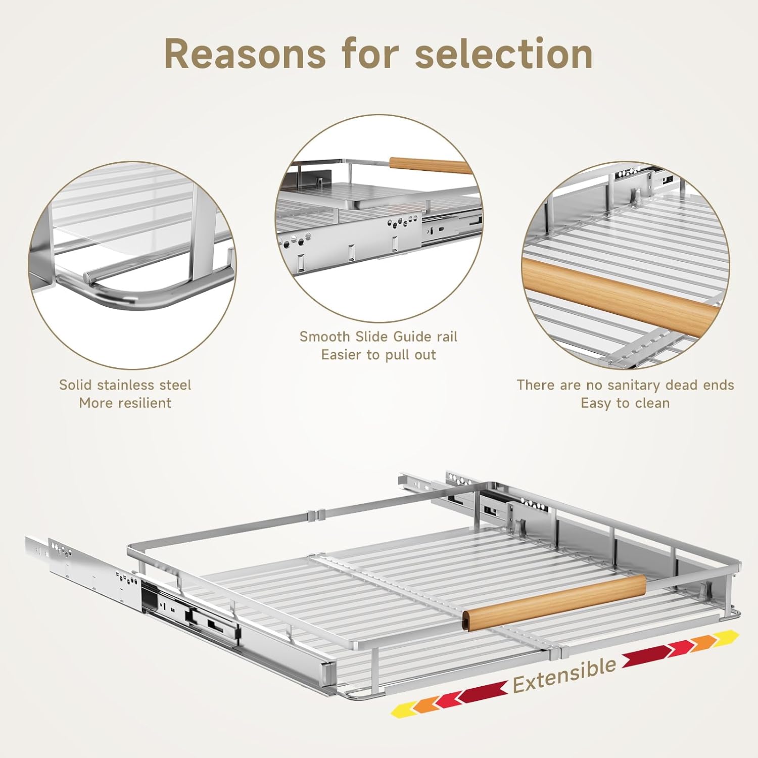 AUCT 22493 - $57 12.3~18.5"x22.5" Pull Out Cabinet Organizer 2Pack Expandable Sliding Cabinet Shelves S - Image 4