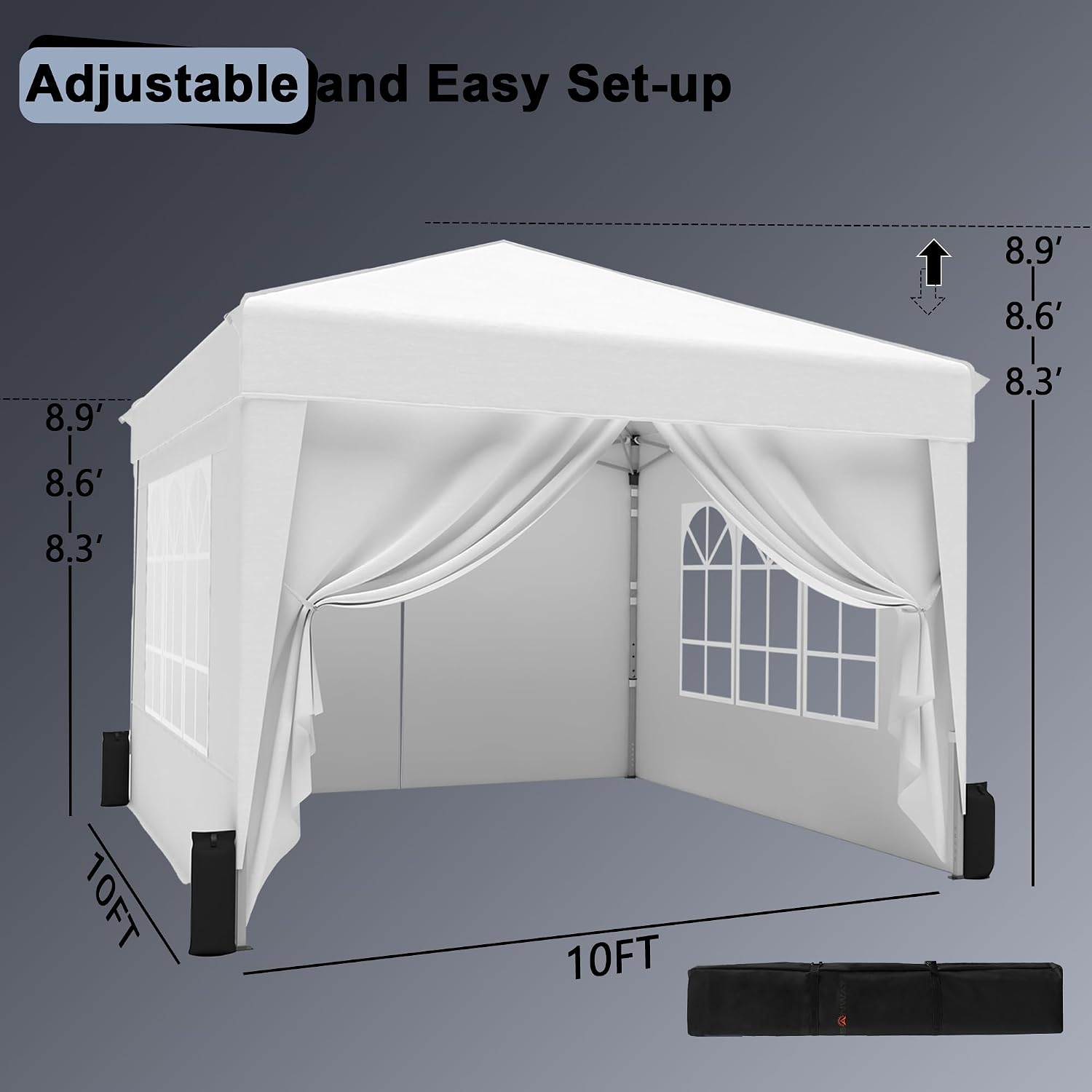 AUCT 22661 - $95 SANWAY 10x10 Pop Up Canopy with Sidewalls x 4 Easy Setup Canopy Tent, Waterproof, UV - Image 3