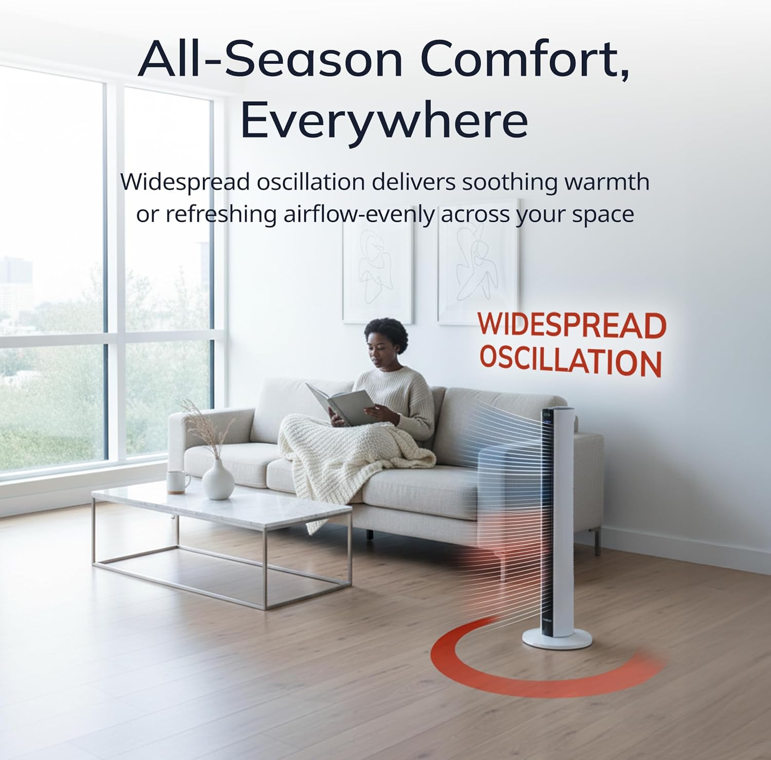 AUCT 20238 - $129 Lasko Oscillating All Season Tower Fan and Space Heater in One for Home with Adjustab - Image 3