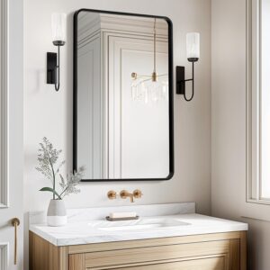 AUCT 21499 - $80 USHOWER Black Bathroom Mirrors for Over Sink 24 x 36 Inch