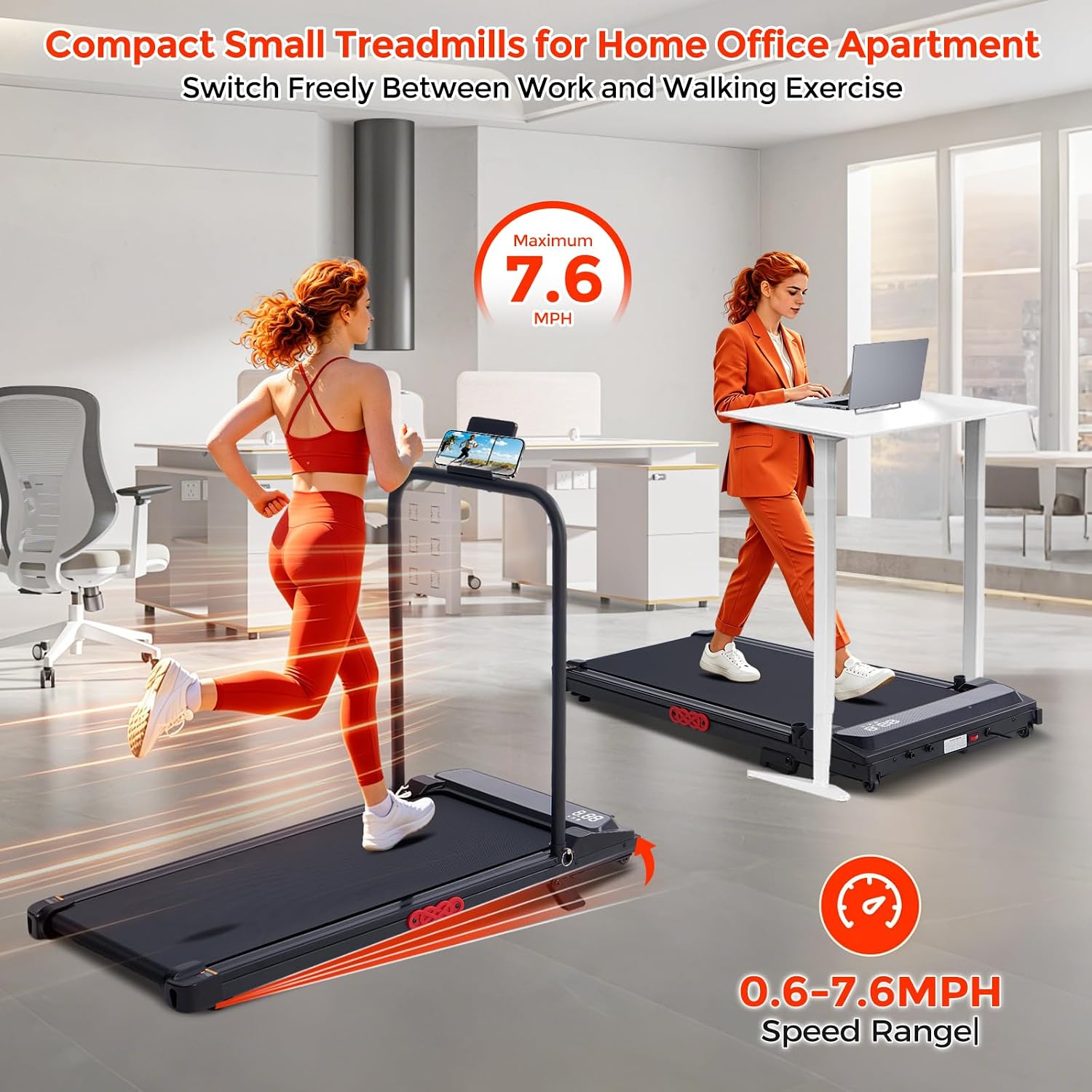 AUCT 22491 - $114 Portable Treadmills for Home Compact Walking Pad with Handle Bar Incline - Image 2