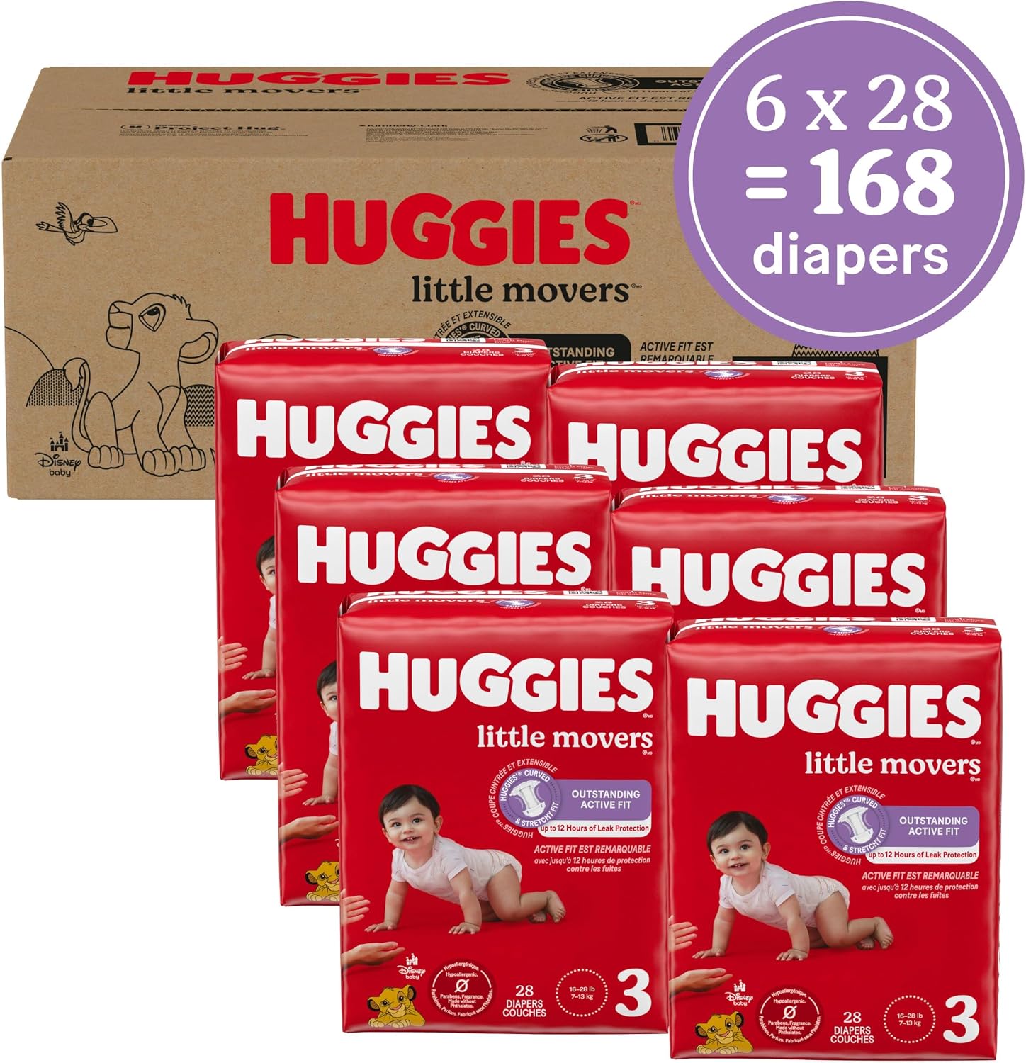 AUCT 22565 - $62 Huggies Little Movers Diapers Size 3, 168 Count (6 Packs of 28) - Image 2