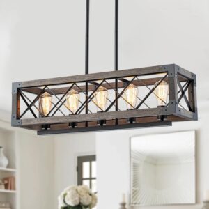 AUCT 21220 - $189 32 Inch Kitchen Island Lighting,5 Light Farmhouse Linear Chandelier Dining Room Pool