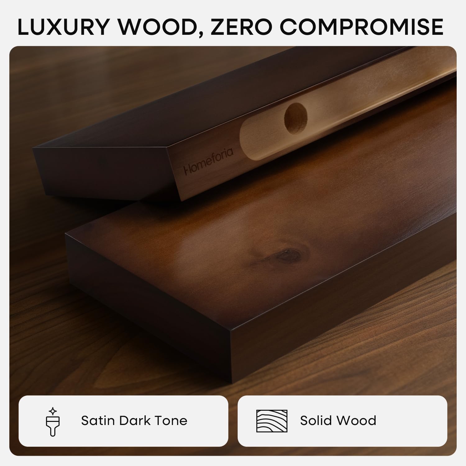 AUCT 20890 - $150 Homeforia 42 Inch Floating Shelves, High-End Solid Pine Wood, Set of 2 - Image 3