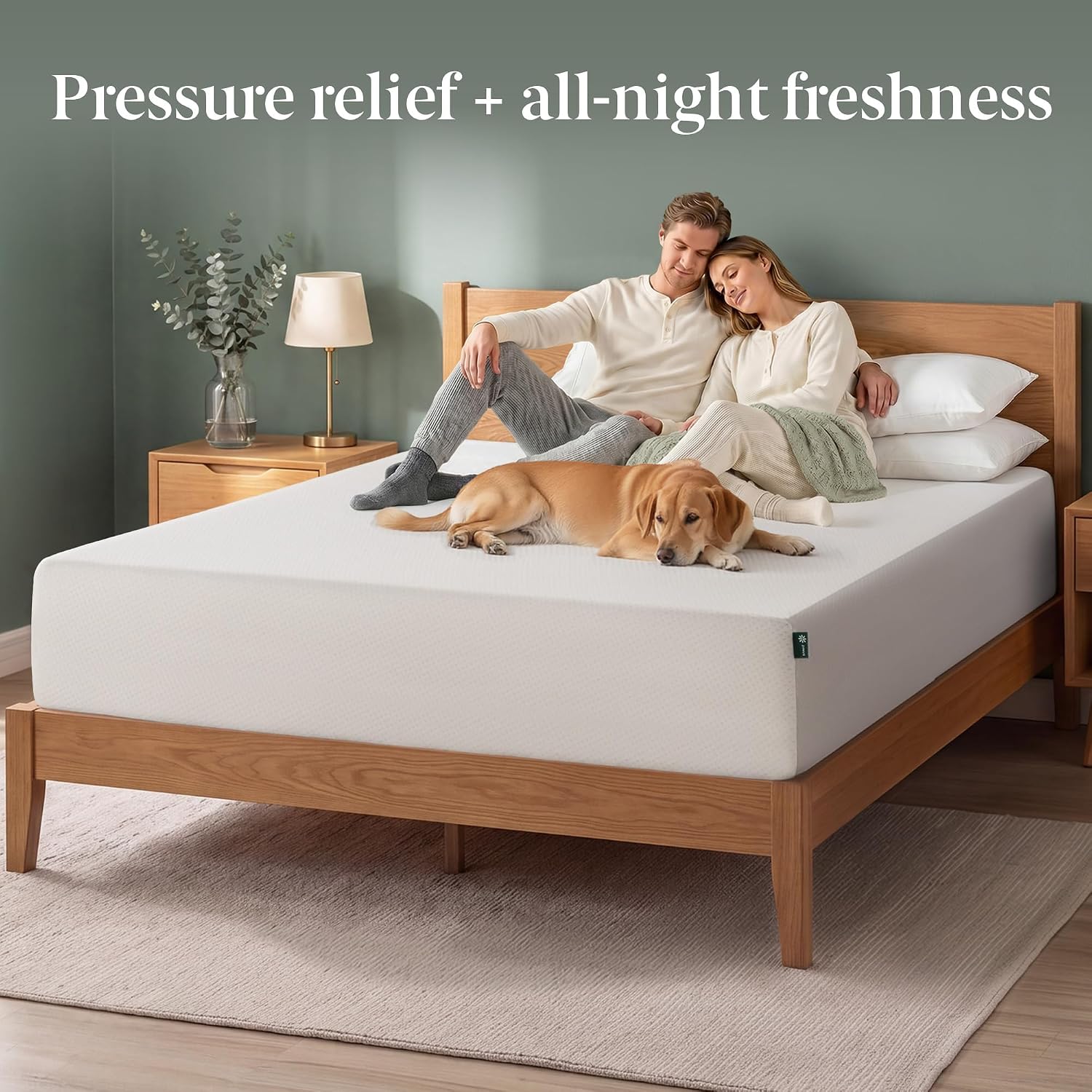 AUCT 21714z - $360 Zinus Memory Foam 12 Inch Green Tea Mattress, King, White - Image 3