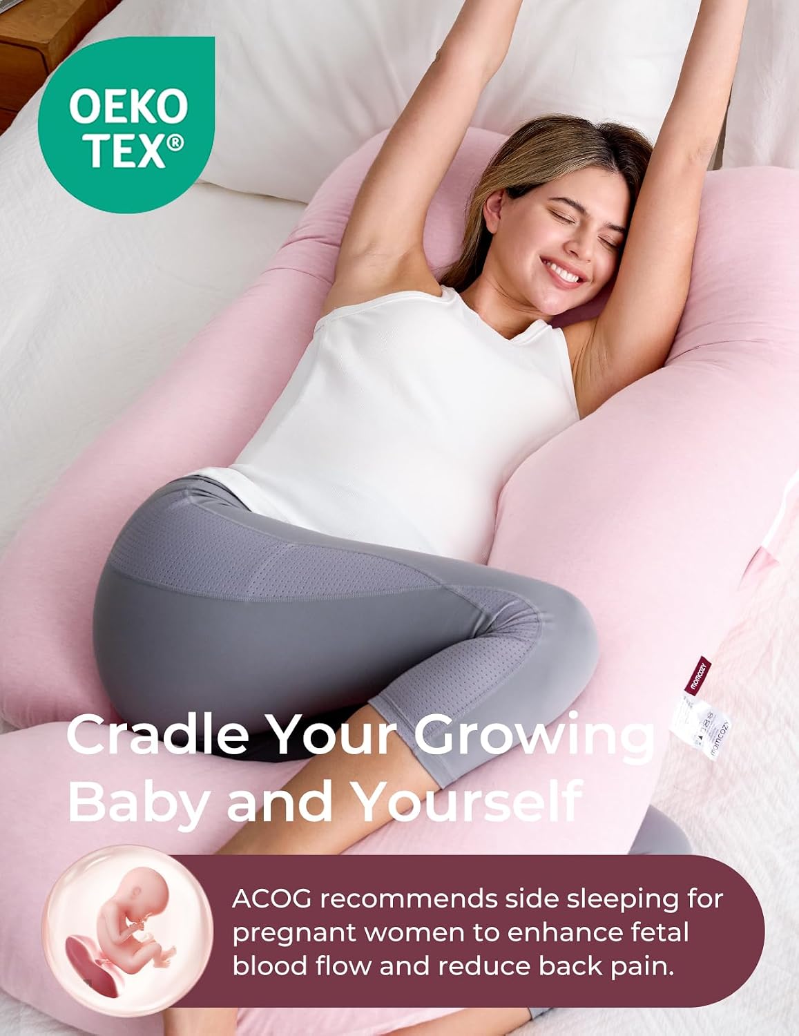 AUCT 20835 - $56 Momcozy Pregnancy Pillow for Sleeping - U Shaped Full Body Maternity Pillow - Image 2