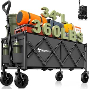 AUCT 20562 - $54 HIKEMOON 34' Extra Long Folding Portable Wagon Cart, 120L 360LBS Grey