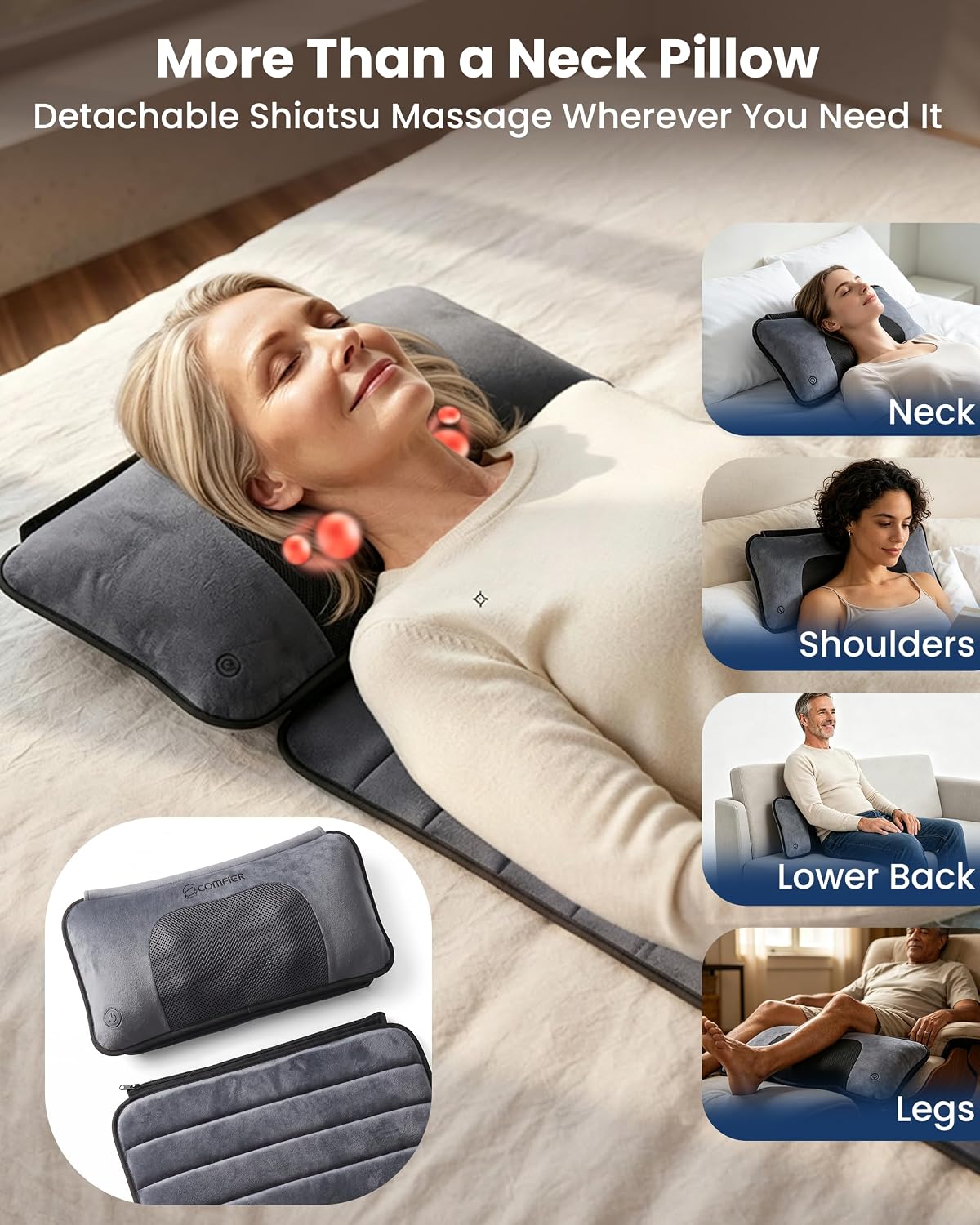 AUCT 23065 - $150 COMFIER Vibration Full Body Massage Mat with Detachable Shiatsu Neck Pillow - Image 3