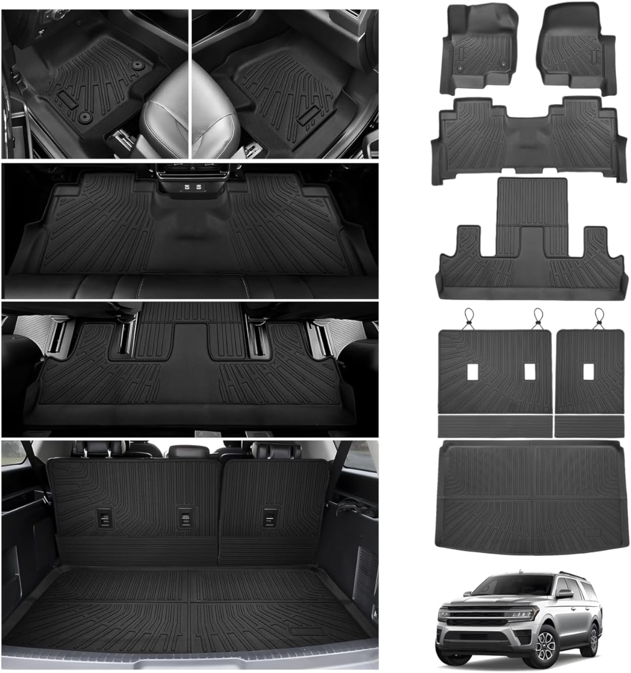 AUCT 21535 - $110 Cartist Floor Mats for Ford Expedition MAX 2018-2024 (7 & 8 Seats/2nd Row Bench Seat)