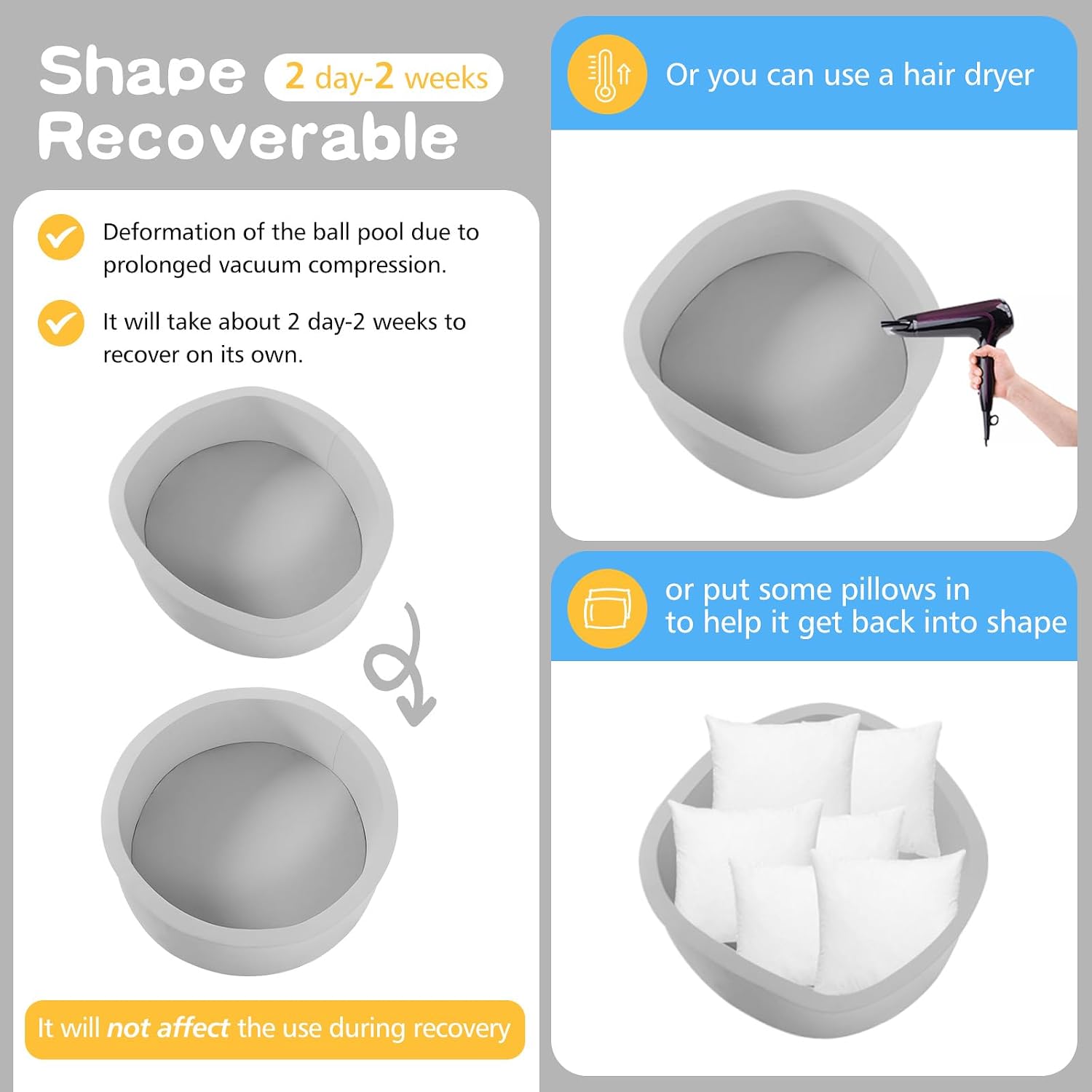 AUCT 20937 - SHJADE Foam Ball Pit, 35.4"x 11.8" Ball Pits for Toddlers-Grey - Image 4