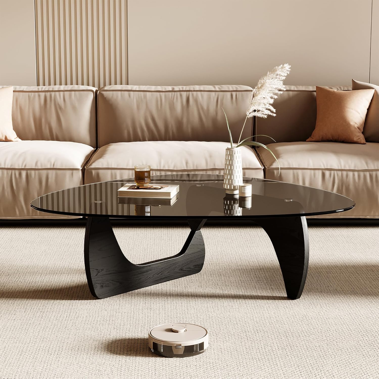 AUCT 21854 - $150 Honyee Morden Coffee Table, 42.5" x 28.5" x 16.1" Triangle Tempered Glass Top for Liv - Image 3