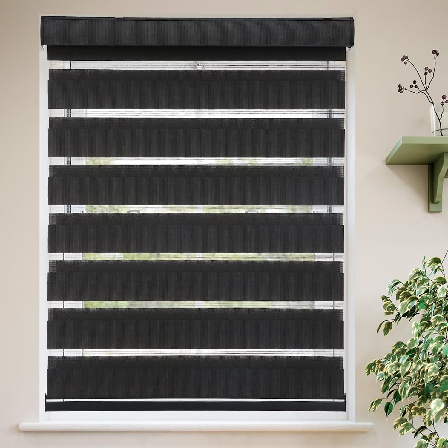 AUCT 20378 - $62 MYshade Roller Shades Zebra Blinds for Windows Cordless Day and Night Light Filtering