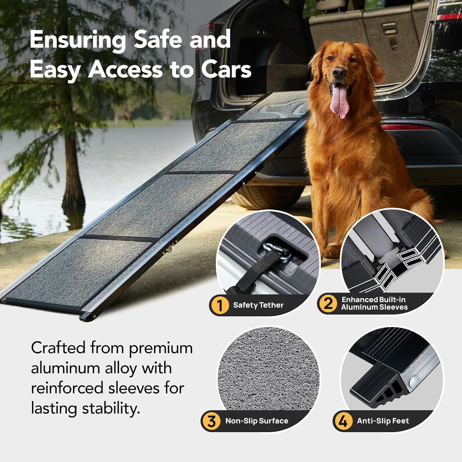 AUCT 21006 - $110 PetThem Dog Ramp for Cars, 71" L 17.2" W, Extra-Long Foldable - Image 4