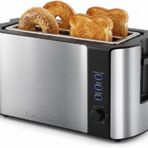 AUCT 20934 - Elite Gourmet 4-Slice Long Slot Toaster, Extra-Wide Slots, 6 Browning