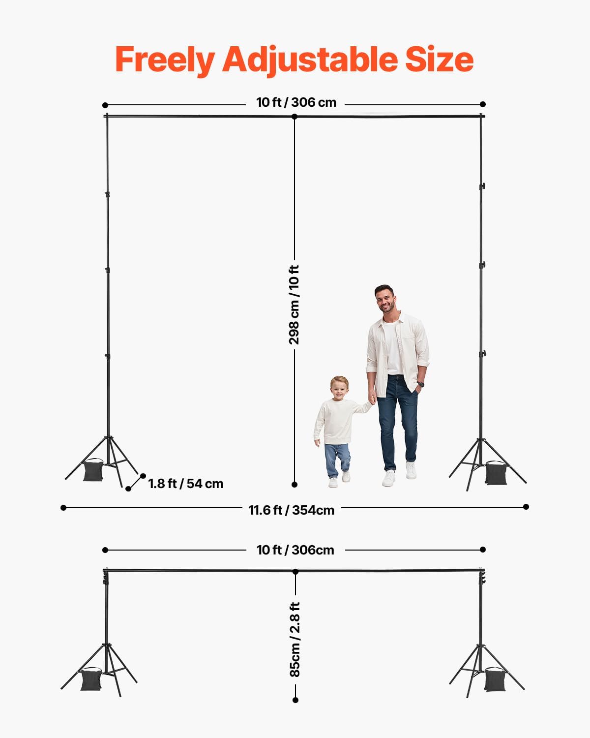 AUCT 22659 - VEVOR Backdrop Stand, 10 x 10 ft Adjustable Photo Backdrop Stand Kit, Portable Background - Image 3