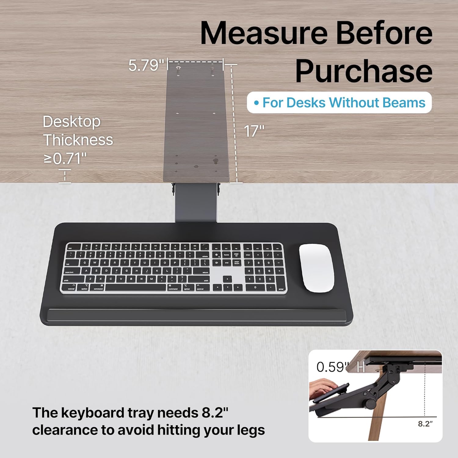 AUCT 20364 - $70 Keyboard Tray Under Desk with Storage Drawer, Height Adjustable Keyboard Tray Slide Ou - Image 3