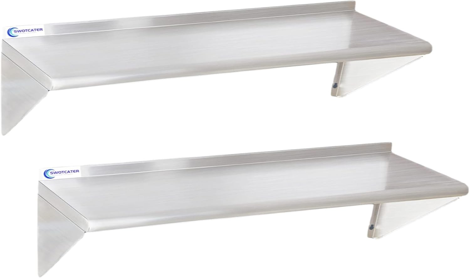 AUCT 22257 - $140 Stainless Steel Shelf 2 Pack 12"x48", Wall Mounted Metal Shelves