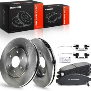 AUCT 20968 - $107 A-Premium 11.65 inch (296mm) Front Vented Brake Rotors and Ceramic Pads Kit