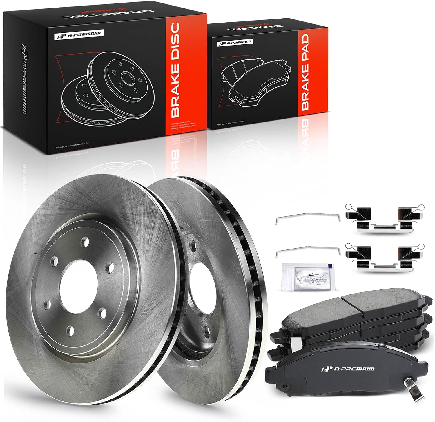AUCT 20968 - $107 A-Premium 11.65 inch (296mm) Front Vented Brake Rotors and Ceramic Pads Kit