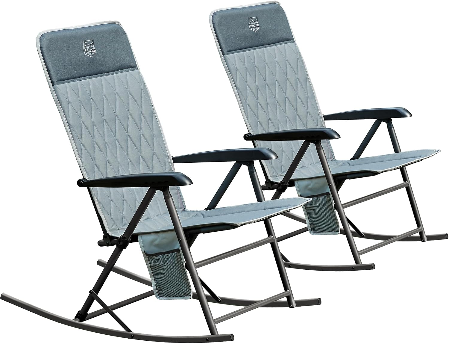 AUCT 22535 - $79 Timber Ridge 3-Level Adjustable Rocking Camping Chair, Ergonomic Padded High Back, Sup