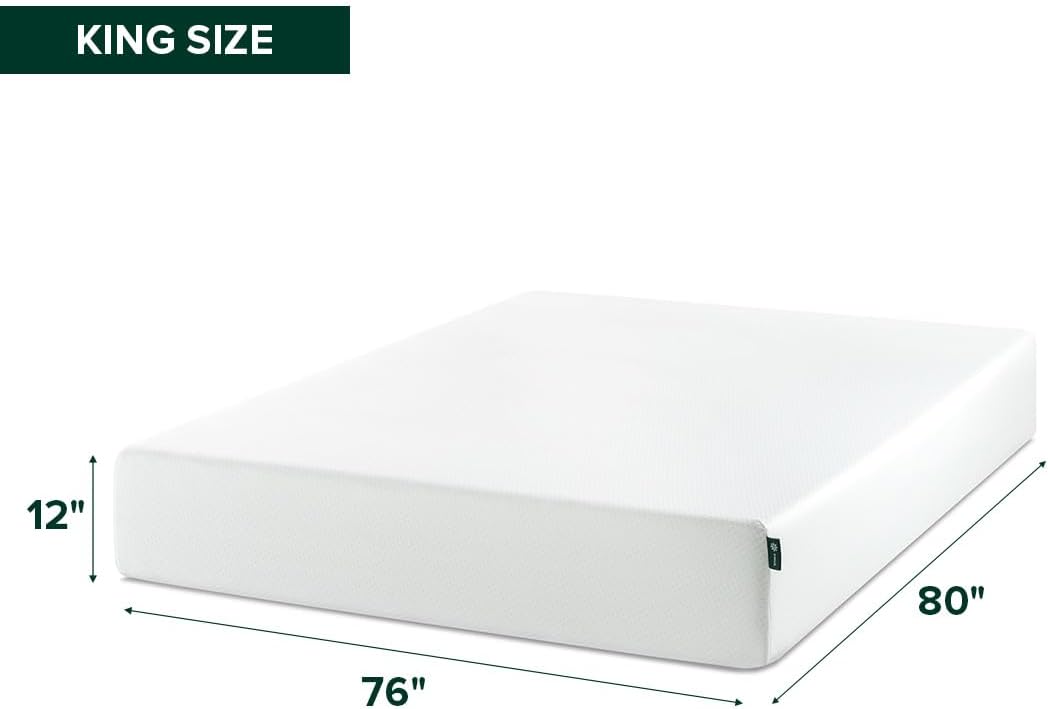 AUCT 21714z - $360 Zinus Memory Foam 12 Inch Green Tea Mattress, King, White - Image 2