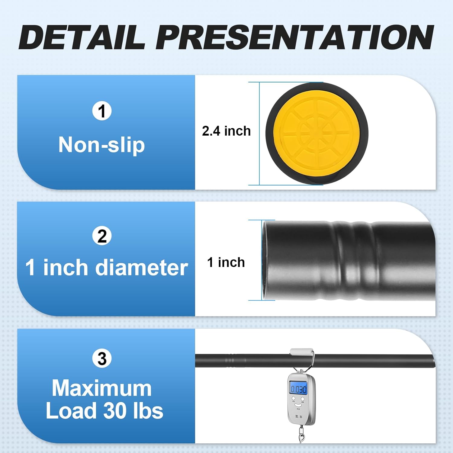 AUCT 22155 - CorkLatta 1" Heavy Duty Black Shower Curtain Rod 31 to 80 Inch,Adjustable - Image 3