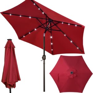 AUCT 22444 - $54 Blissun 7.5 ft Solar Umbrella, 18 LED Lighted Patio Umbrella, Table Market Umbrella