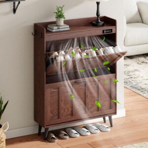 AUCT 21966 - $110 ChooChoo Shoe Storage Cabinet with 2 Flip Drawers and Deodorizer
