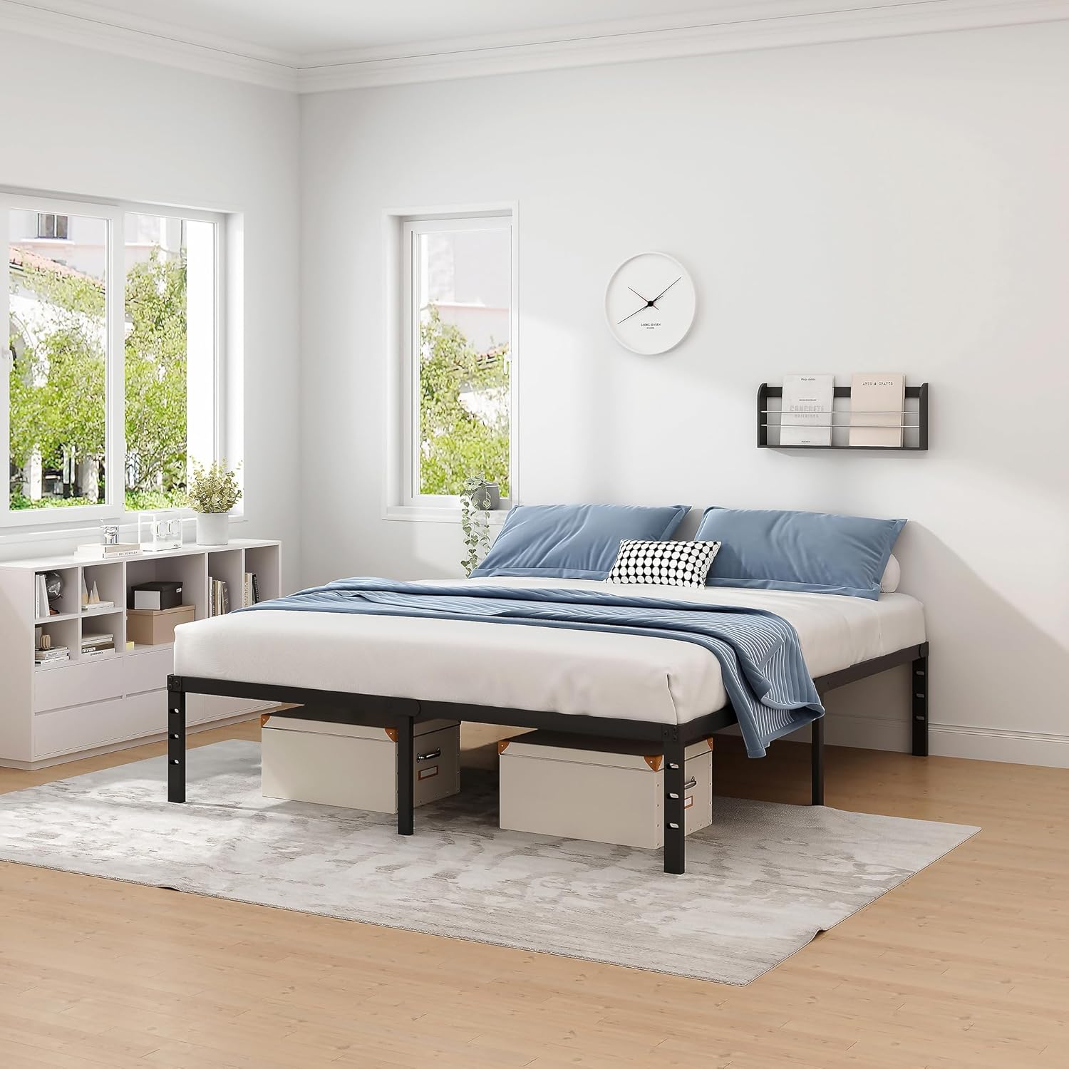AUCT 20898 - $61 NEW JETO Metal Bed Frame,Queen Size Bed Frame with Storage Space,12 Inch - Image 2