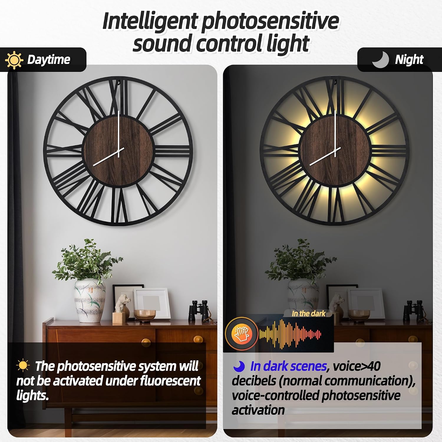 AUCT 22663 - $106 LEIKE 30" Oversized Wall Clock, LED Backlit Industrial Home Decor - Image 2