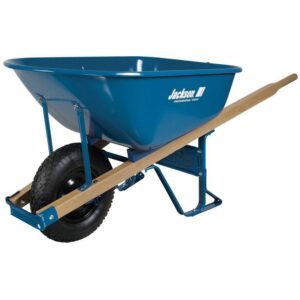 AUCT 21207i - $139 Jackson 6 cu. ft. Heavy-Duty Steel Wheelbarrow with Tubed Knobby Tire and Powder Meta