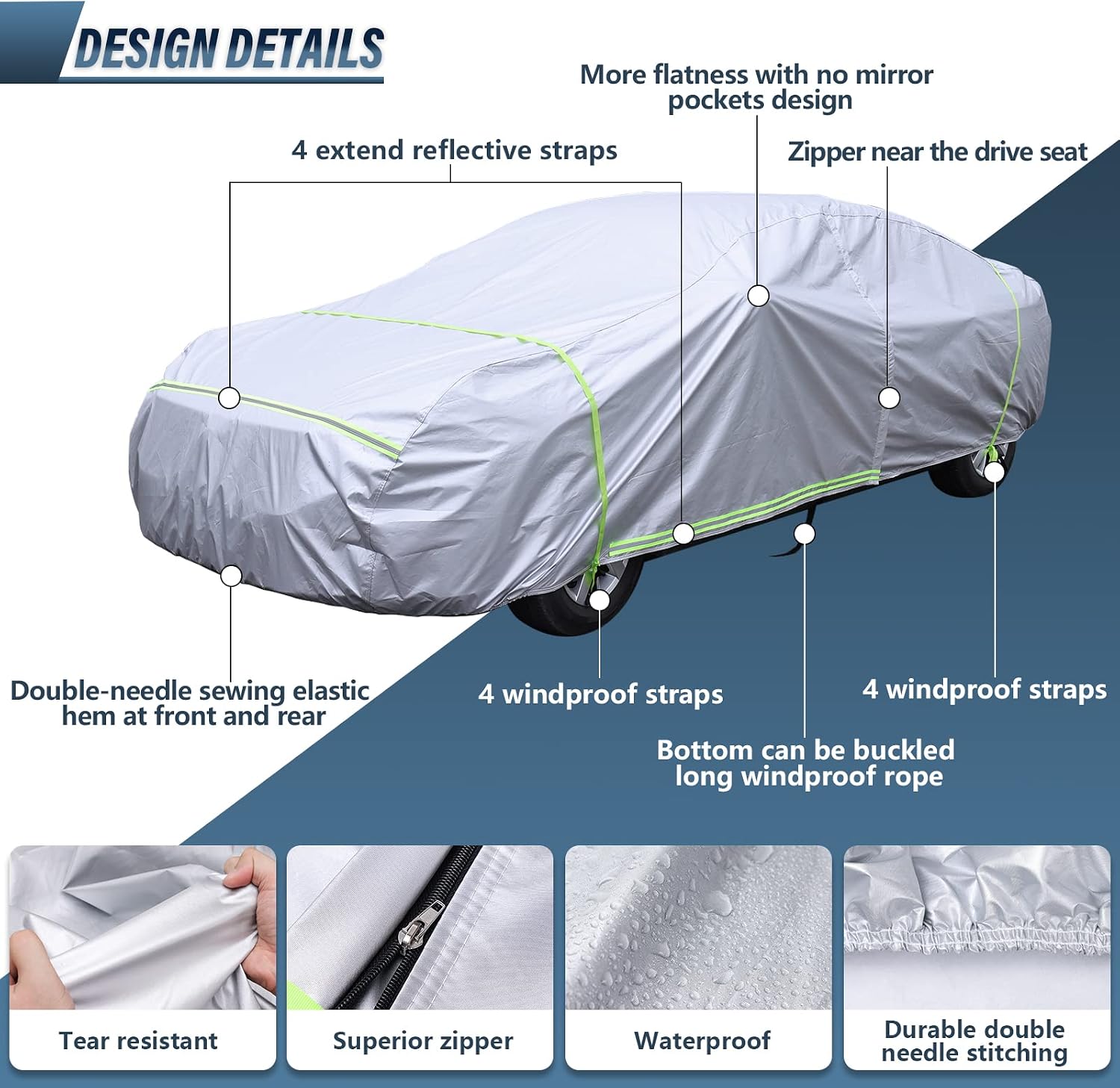 AUCT 23031 - BYDOLL Car Cover Waterproof All Weather 6 Layers Snowproof Windproof Hail Protector Full E - Image 4