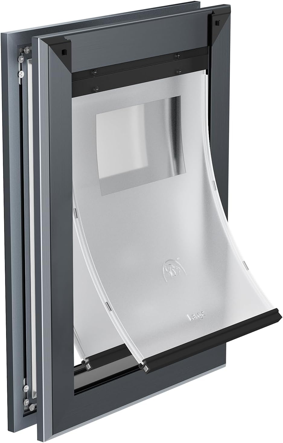 AUCT 24824 - $160 MAVRICFLEX Heavy Duty Aluminum Dog Door for Door, Large, Dark Gray