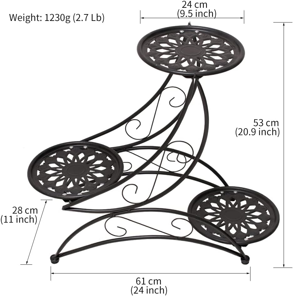 AUCT 23006 - Metal 3 Tier Plant Stand Flower Pot Holder Potted Plant Stand Indoor Outdoor Display Rack - Image 2