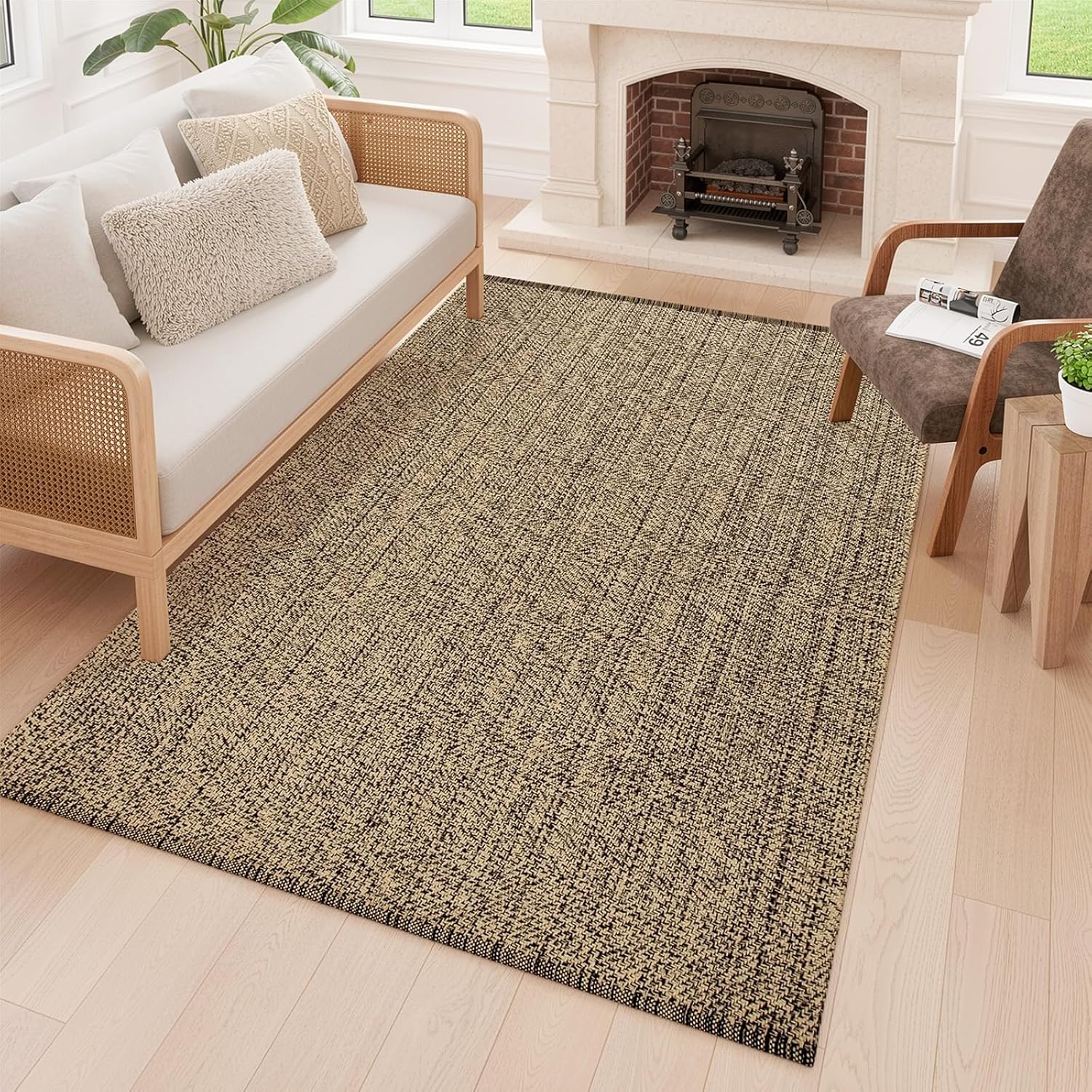 AUCT 23264 - $81 LEEVAN Foyer Rugs for Entryway 5x8 Reversible Natural Living Room Rugs - Image 2