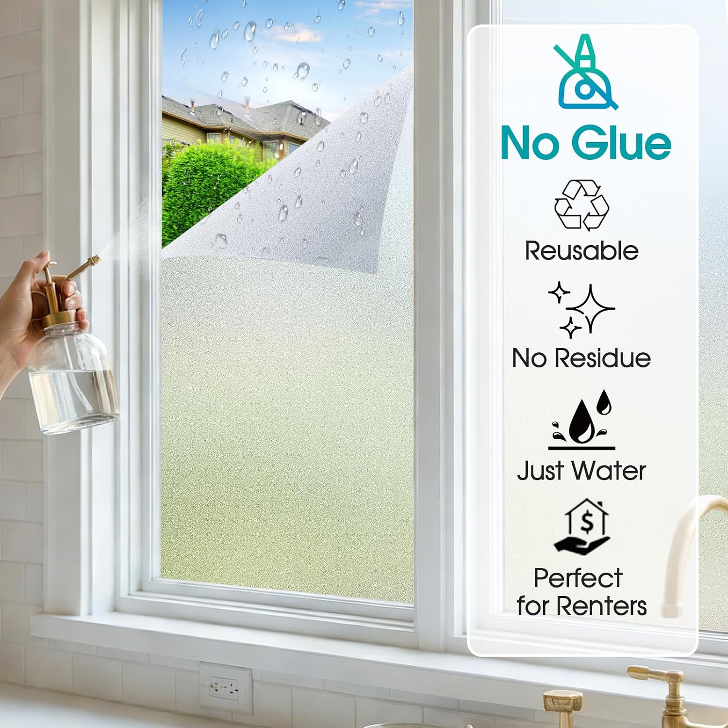 AUCT 24255 - Coavas Frosted Glass Window Privacy Film, Static Cling, 23.6" x 118.1" - Image 3